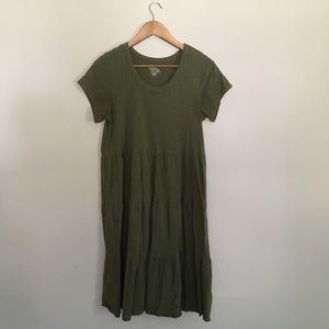 Time and Tru Olive Ruffled Skirt T-Shirt Dress